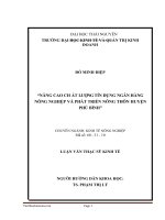 Nang cao chat luong tin dung ngan hang nong nghiep va phat trien nong thon huyen phu binh