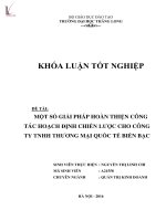 Một số giải pháp hoàn thiện công tác hoạch định chiến lược cho công ty TNHH thương mại quốc tế biển bạc 