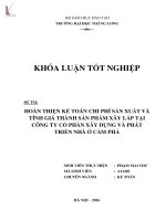 Hoàn thiện kế toán chi phí sản xuất và tính giá thành sản phẩm xây lắp tại công ty cổ phần xây dựng và phát triển nhà ở cẩm phả 