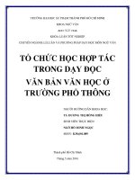Tổ chức học hợp tác trong dạy đọc văn bản văn học ở trường phổ thông 