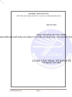 Nâng cao năng lực cạnh tranh sản phẩm chè xuất khẩu của công ty CP chè TN trước thềm hội nhập kinh tế
