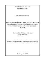 Phân tích tình hình huy động tiền gởi tiết kiệm tại ngân hàng TMCP phát triển nhà đồng bằng sông cửu long, chi nhánh đăklăk