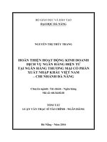 Hoàn thiện hoạt động kinh doanh dịch vụ ngân hàng điện tử tại ngân hàng TMCP xuất nhập khẩu việt nam  chi nhánh đà nẵng