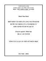 Biến đổi văn hóa ở làng người kinh dưới tác động của tái định cư khu kinh tế dung quất tt