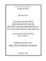 Vận dụng phương pháp phân tích bao dữ liệu để phân tích hiệu quả kinh doanh của các ngân hàng thương mại việt nam