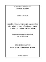 Nghiên cứu các nhân tố ảnh hưởng đến hành vi mua vé máy bay trực tuyến tại thành phố đà nẵng