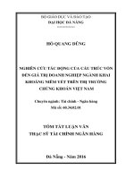Nghiên cứu tác động của cấu trúc tài chính đến giá trị doanh nghiệp ngành khai thác khoáng niêm yết trên thị trường chứng khoán việt nam