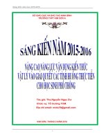 skkn NÂNG CAO NĂNG lực vận DỤNG KIẾN THỨC vật lý vào GIẢI QUYẾT các TÌNH HUỐNG THỰC TIỄN CHO học SINH PHỔ THÔNG 