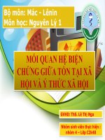 MỐI QUAN HỆ BIỆN CHỨNG GIỮA TỒN TẠI XÃ HỘI VÀ Ý THỨC XÃ HỘI
