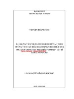 XÂY DỰNG và sử DỤNG THÍ NGHIỆM tự tạo THEO HƯỚNG TÍCH cực hóa HOẠT ĐỘNG NHẬN THỨC của học SINH TRONG dạy học PHẦN“CƠ học” vật lí lớp 12 NÂNG CAO