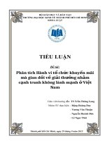 Tiểu luận môn luật cạnh tranh đề tài phân tích hành vi tổ chức khuyến mãi mà gian dối về giải thưởng nhằm cạnh tranh không lành mạnh ở việt nam