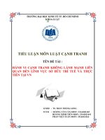 Tiểu luận môn luật cạnh tranh đề tài hành vi cạnh tranh không lành mạnh liên quan đến lĩnh vực sở hữu trí tuệ và thực tiễn tại VN