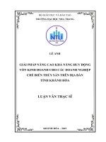 Giải pháp nâng cao khả năng huy động vốn kinh doanh cho các doanh nghiệp chế biến thủy sản trên địa bàn tỉnh khánh hòa 
