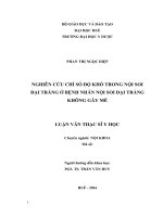 NGHIÊN CỨU CHỈ SỐ ĐỘ KHÓ TRONG NỘI SOI ĐẠI TRÀNG Ở BỆNH NHÂN NỘI SOI ĐẠI TRÀNG KHÔNG GÂY MÊ