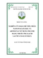 Nghiên cứu bào chế tiểu phân nano paclitaxel và artesunat sử dụng polyme mang thuốc poly (acid lacticcoglycolic)