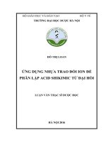Ứng dụng nhựa trao đổi ion để phân lập acid shikimic từ đại hồi
