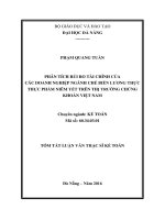 Phân tích rủi ro tài chính của các doanh nghiệp ngành chế biến lương thực thực phẩm niêm yết trên thị trường chứng khoán việt nam 