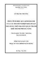 Phân tích hiệu quả kinh doanh của các doanh nghiệp khách sạn nhà hàng trên địa bàn quận thanh khê  thành phố đà nẵng
