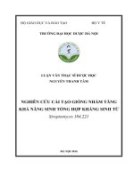 Nghiên cứu cải tạo giống nhằm tăng khả năng sinh tổng hợp kháng sinh từ Streptomyces 184.221