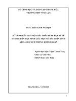 SKKN sử DỤNG kết QUẢ một bài TOÁN HÌNH học 11 để HƯỚNG dẫn học SINH GIẢI một số bài TOÁN TÍNH KHOẢNG CÁCH TRONG KHÔNG GIAN