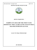 Nghiên cứu bào chế tiểu phân nano artesunatpoly (acid lacticcoglycolic) bao polyethylen glycol
