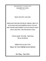 Kiểm soát rủi ro tín dụng trong cho vay ngắn hạn bảo đảm không bằng tài sản đối với doanh nghiệp tại NHTMCP công thương  chi nhánh đà nẵng  