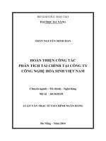 Hoàn thiện công tác phân tích tài chính tại công ty công nghệ hóa sinh việt nam