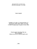 Nghiên cứu nhu cầu dinh dưỡng và xây dựng công thức thức ăn nuôi cá kèo pseudapocryptes elongatus (cuvier, 1816) (TT) 