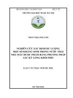 Nghiên cứu xác định dư lượng một số kháng sinh trong nước thải nhà máy dược phẩm bằng phương pháp sắc ký lỏng khối phổ