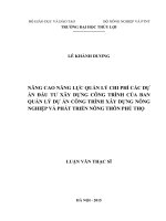Nâng cao năng lực quản lý chi phí các dự án đầu tư xây dựng công trình của ban quản lý dự án công trình xây dựng nông nghiệp và phát triển nông thôn phú thọ 