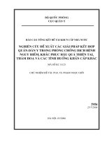 Nghiên cứu đề xuất các giải pháp kết hợp quân dân y trong phòng chống dịch bệnh nguy hiểm, khắc phục hậu quả thiên tai, thảm hoạ và các tình huống khẩn cấp khác 