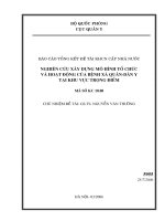 Nghiên cứu xây dựng mô hình tổ chức  và hoạt động của bệnh xá quân dân y  tại khu vực trọng điểm 