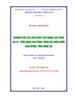 Nghiên cứu các giải pháp tiêu năng sau tràn xả lũ   ứng dụng cho công trình hồ chứa nước bản mồng, tỉnh nghệ an 