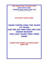 Hoàn thiện công tác quản lý thuế Giá trị gia tăng đối với Doanh nghiệp tại Cục thuế tỉnh Tiền Giang