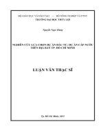 Nghiên cứu lựa chọn dự án đầu tư dự án cấp nước trên địa bàn thành phố hồ chí minh 