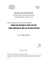 Nghiên cứu ứng dụng kỹ thuật tiên tiến  trong chẩn đoán và điều trị các bệnh tim mạch 