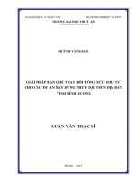 Giải pháp hạn chế thay đổi tổng mức đầu tư cho các dự án xây dựng thủy lợi trên địa bàn tỉnh bình dương 