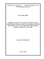 Nghiên cứu công tác quản lý chất lượng thi công bê tông mặt đê công trình tuyến đê hữu sông lam từ cầu bến thủy đến đê hội thống, nghi xuân, hà tĩnh 