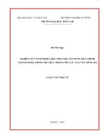 Nghiên cứu cơ sở khoa học cho việc xây dựng quy trình vận hành hệ thống hồ chứa trong mùa lũ   lưu vực sông mã 