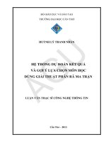 Hệ thống dự đoán kết quả và gợi ý lựa chọn môn học dùng giải thuật phân rã ma trận