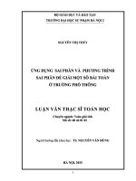 Ứng dụng sai phân và phương trình sai phân để giải một số bài toán ở trường phổ thông 