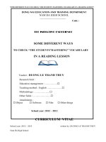 skkn TO CHECK “THE STUDENTS’MASTERING” VOCABULARY IN a READING LESSON  