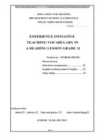 skkn TEACHING VOCABULARY IN a READING LESSON GRADE 11