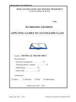skkn APPLYING GAMES TO AN ENGLISH CLASS  