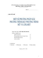 skkn một số PHƯƠNG PHÁP GIẢI PHƯƠNG TRÌNH  bất PHƯƠNG TRÌNH mũ và LÔGARIT  