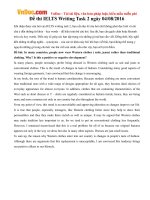 Đề thi IELTS Writing Task 2 ngày 04082016