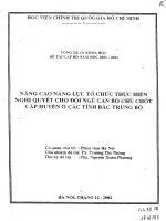 Nâng cao năng lực tổ chức thực hiện nghị quyết cho đội ngũ cán bộ chủ chốt cấp huyện ở các tỉnh bắc trung bộ 