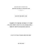 LUẬN VĂN THẠC SĨ HÓA HỌC: NGHIÊN CỨU PHỔ IR, 1H NMR VÀ 13C NMR CỦA DÃY PHỨC CHẤT CỦA PLATIN(II) CHỨA PHỐI TỬ METYLEUGENOXYAXETAT