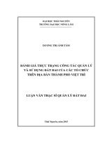 Đánh giá thực trạng công tác quản lý và sử dụng đất đai của các tổ chức trên địa bàn thành phố việt trì