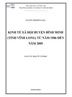 KINH tế xã hội HUYỆN BÌNH MINH (TỈNH VĨNH LONG) từ năm 1986 đến năm 2005